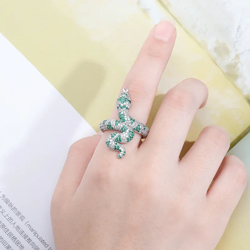 Luxury Snake Hip Hop Ring | Iced Out Serpentine Band | Caratix