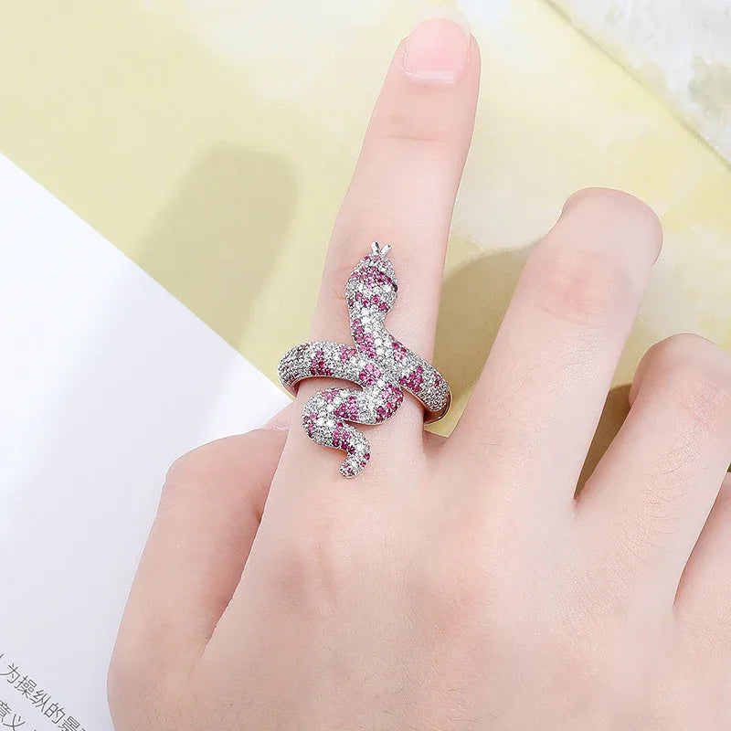 Luxury Snake Hip Hop Ring | Iced Out Serpentine Band | Caratix