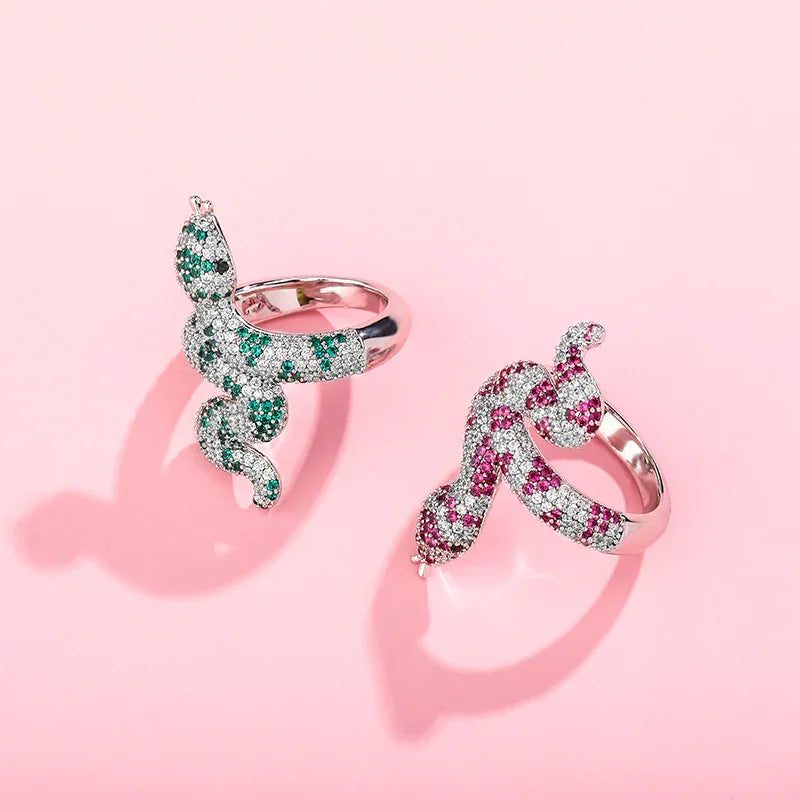 Luxury Snake Hip Hop Ring | Iced Out Serpentine Band | Caratix
