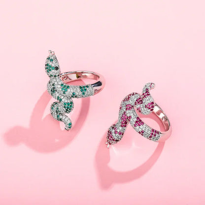 Luxury Snake Hip Hop Ring | Iced Out Serpentine Band | Caratix