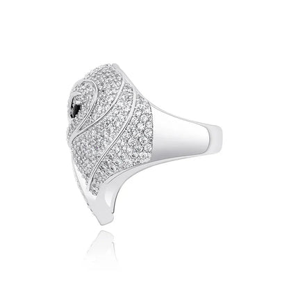 Men's Iced Out Owl Ring | 3D Sculpted Bird Motif Signet | Caratix