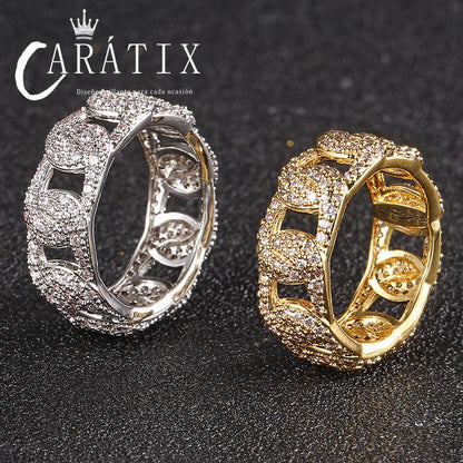 Caratix-Trend bubble ball ring hip-hop dense zircon fashion simple personalized ring hiphop jewelry high quality hip-hop ring