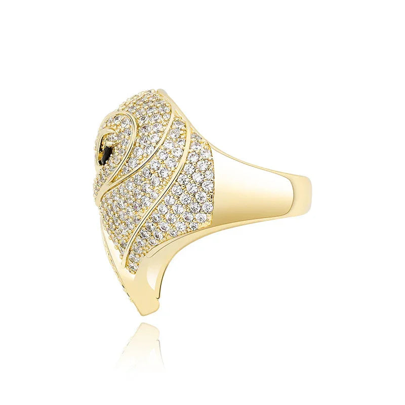 Men's Iced Out Owl Ring | 3D Sculpted Bird Motif Signet | Caratix