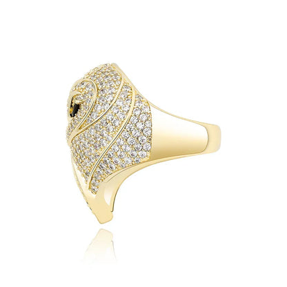 Men's Iced Out Owl Ring | 3D Sculpted Bird Motif Signet | Caratix