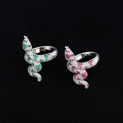 Luxury Snake Hip Hop Ring | Iced Out Serpentine Band | Caratix