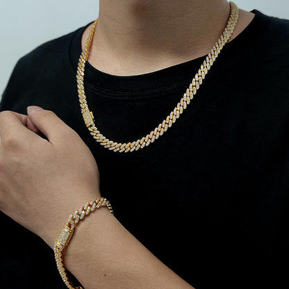 CARÁTIX - 8mm Hip Hop Jewelry Cubic Zirconia Thick Cuban Link Chains for Girl Necklaces Women Valentine's Day Gift for Men & Girls & Boys Mothers' Day Gift #Springtok