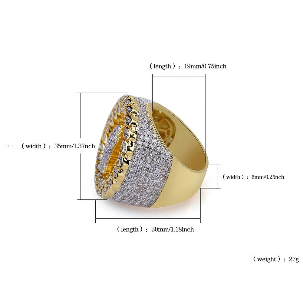 Iced Out Medusa Motif Head Ring | Men's Hip Hop Zirconia Band | Caratix