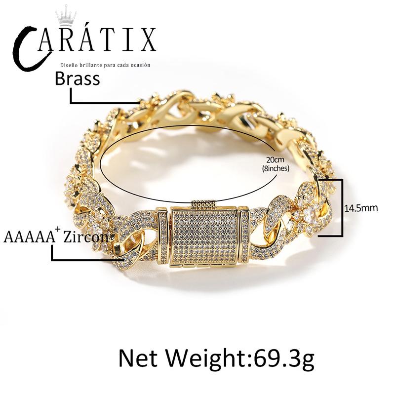 CARÁTIX – Iced Out Flower Infinity Round Cuban Link Chain Necklace | Hip Hop CZ Jewelry for Men & Women