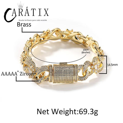 CARÁTIX – Iced Out Flower Infinity Round Cuban Link Chain Necklace | Hip Hop CZ Jewelry for Men & Women