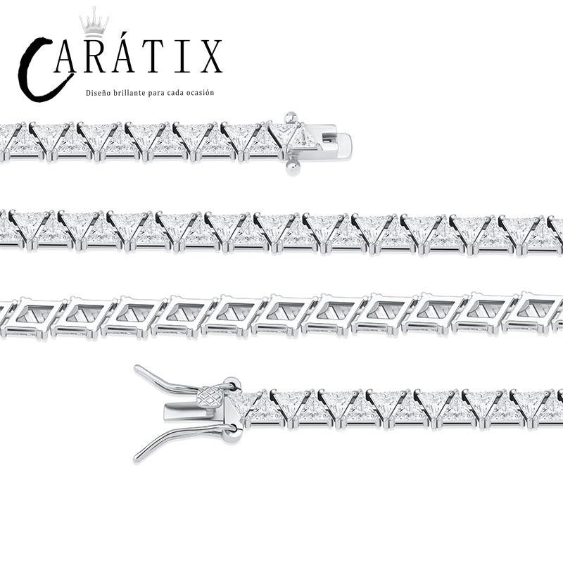 CARÁTIX - Hip Hop Claw Set Triangle CZ Stone Bling Iced Out Tennis Link Chain Chokers Necklaces for Men Women Unisex Rapper Jewelry Gift Valentine's Day Gift for Men & Girls & Boys Mothers' Day Gift #Springtok