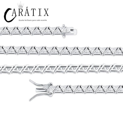 CARÁTIX - Hip Hop Claw Set Triangle CZ Stone Bling Iced Out Tennis Link Chain Chokers Necklaces for Men Women Unisex Rapper Jewelry Gift Valentine's Day Gift for Men & Girls & Boys Mothers' Day Gift #Springtok
