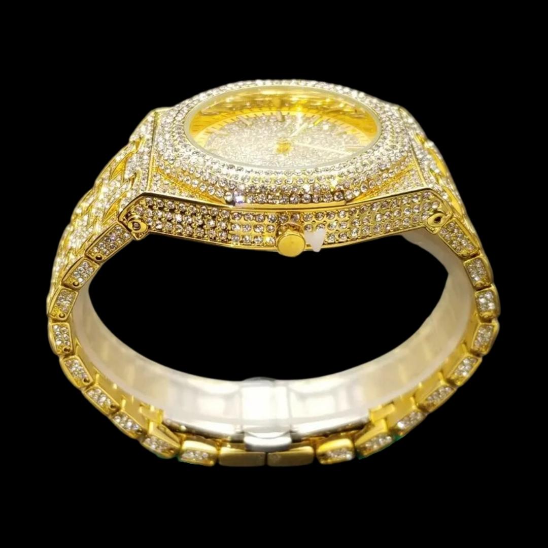 Luxury Bust Down Date VVS Iced Out Diamond Watch – Hip Hop Style Timepiece