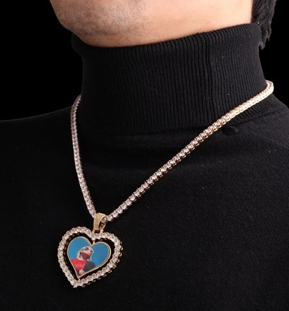 Drehbare doppelseitige Halskette mit individuellem Foto-Anhänger 