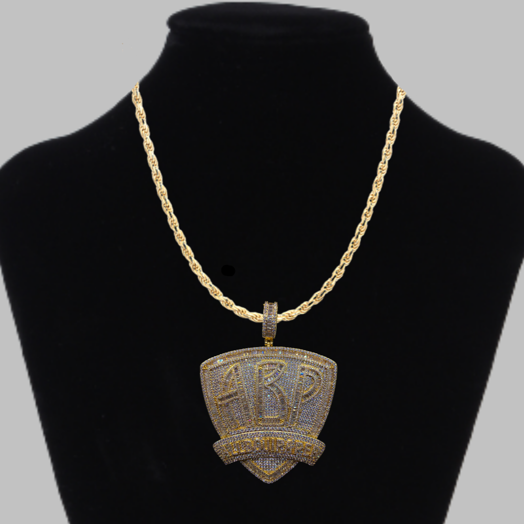 ABP All About Paper Iced Out Letter Diamond Pendant Necklace – Custom Hip Hop Jewelry for Men