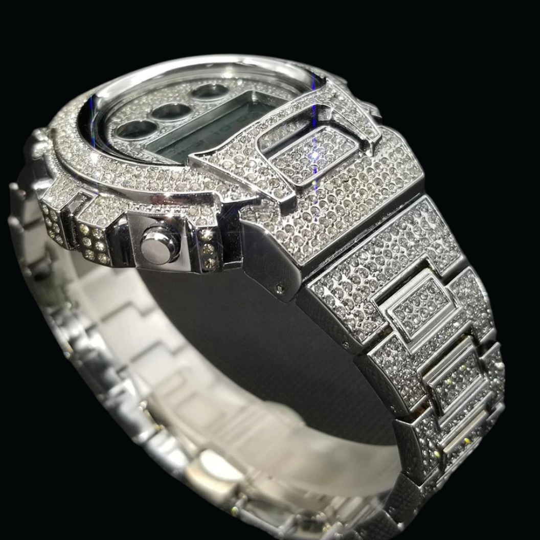 Digital LED Waterproof Chronograph Iced Out Diamond Watch – Luxury Hip Hop Watch for Men