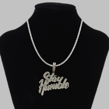 Stay Humble Iced Out Letter Diamond Pendant Necklace – Custom Hip Hop Jewelry for Men & Women