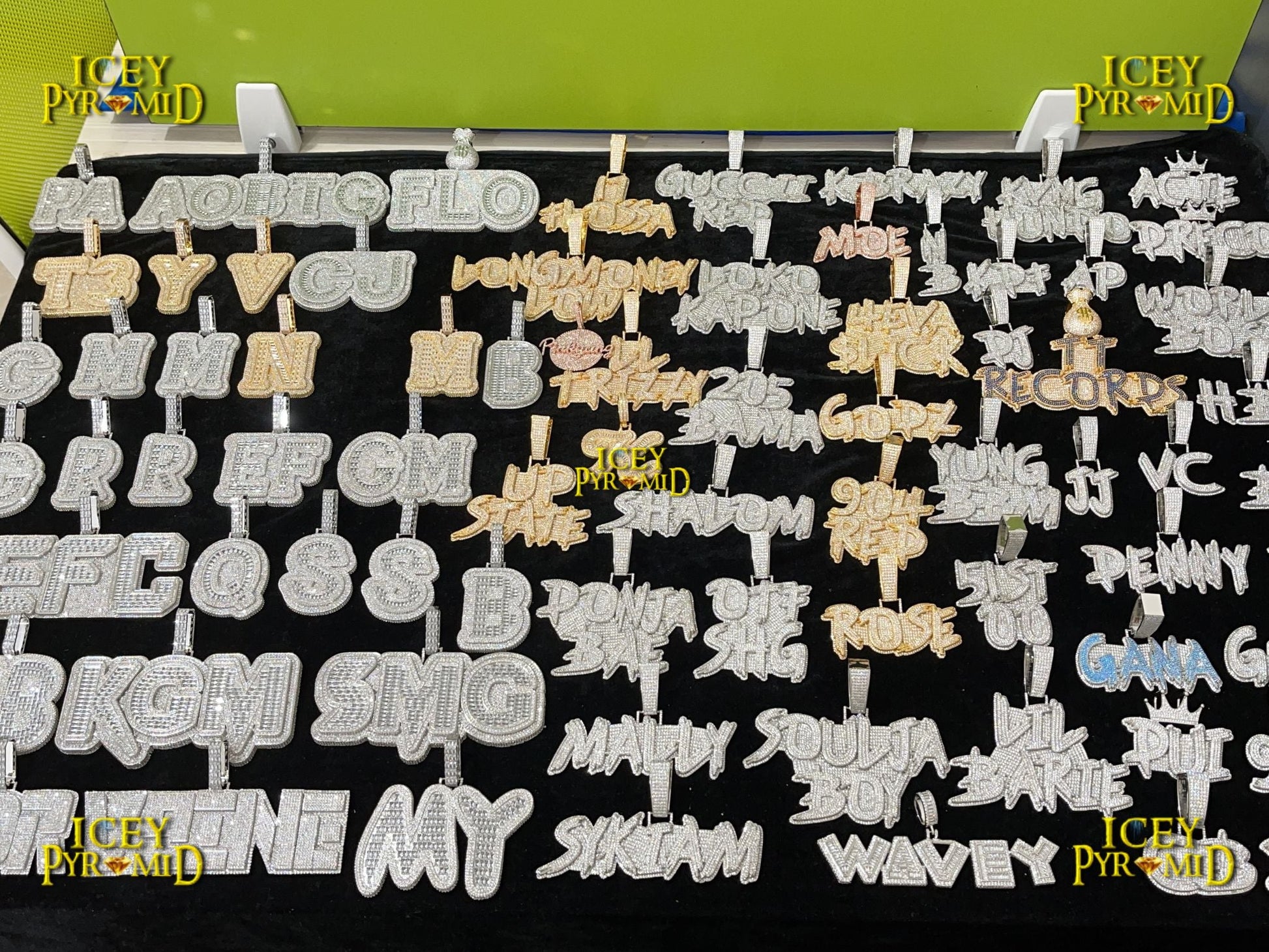 Designer Font Baguette Iced Out Personalized Custom Name Necklace Pendant