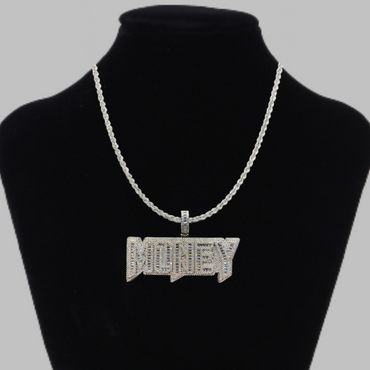 Money Iced Out Letter Diamond Pendant Necklace – Custom Hip Hop Jewelry for Men