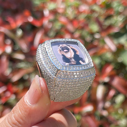 Photo Ice Frame Iced Out Diamond Ring – Custom Hip Hop Jewelry