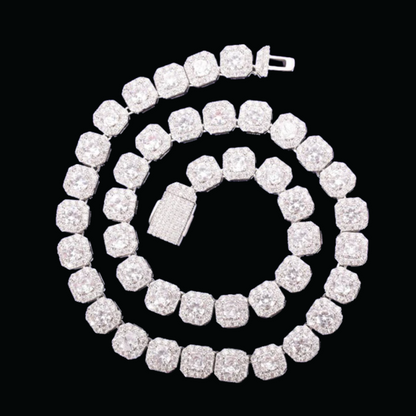 9MM Square Clustered Tennis Iced Out Diamond Necklace Chain – Luxury Hip Hop Jewelry for Men & Women