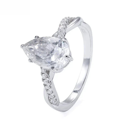 3ct Teardrop Moissanite Ring | S925 Silver Luxury Women’s Engagement Jewelry - CaratixJewelry
