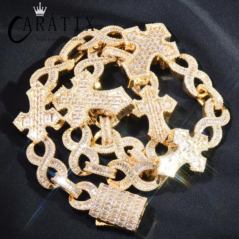 CARÁTIX Hip Hop Iced Out Crosses Infinity Link Chain Necklace – CZ Jewelry in Gold & Silver for Men & Women