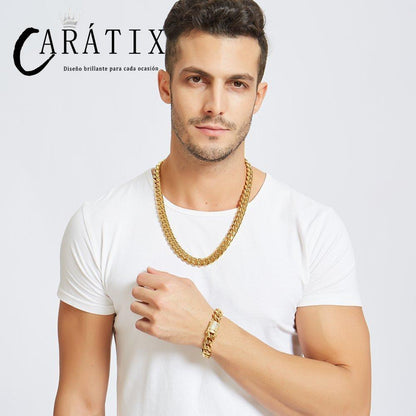 CARÁTIX – 12mm Miami Cuban Curb Link Chain Necklace | 316L Stainless Steel Trendy Jewelry for Men & Women