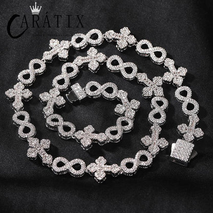 CARÁTIX – Infinity Cross Cuban Link Chain Necklace | 5A+ CZ Bling Iced Hip Hop Jewelry for Men