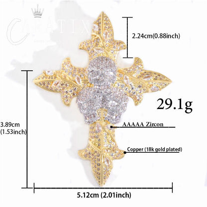 CARÁTIX Hip Hop Skull Cross Pendant Necklace – Iced Out CZ Jewelry for Men & Women