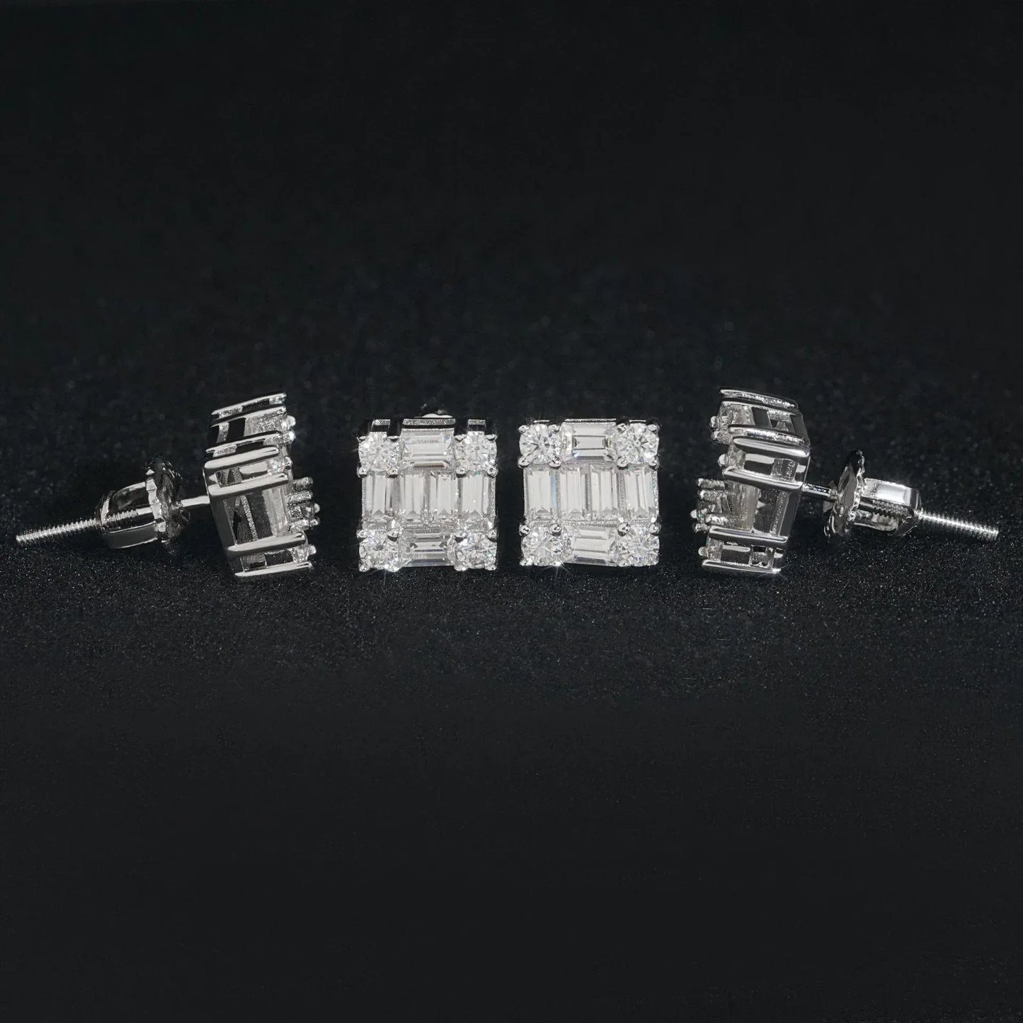 S925 Silver Moissanite Inspired Square Stud Earrings - CaratixJewelry