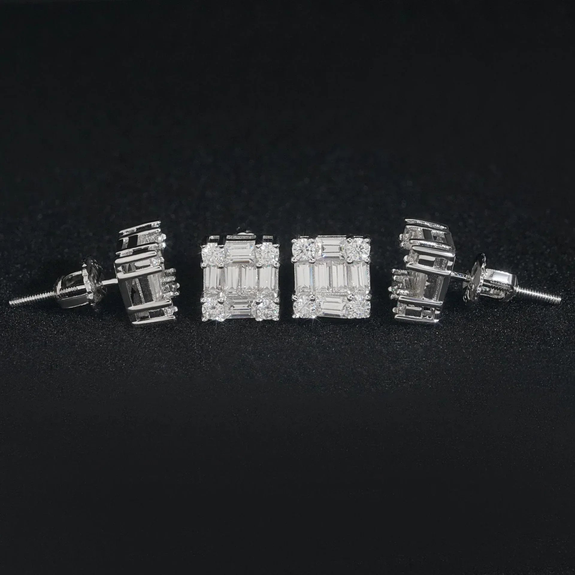 S925 Silver Moissanite Inspired Square Stud Earrings - CaratixJewelry