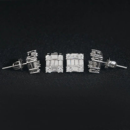 S925 Silver Moissanite Inspired Square Stud Earrings - CaratixJewelry