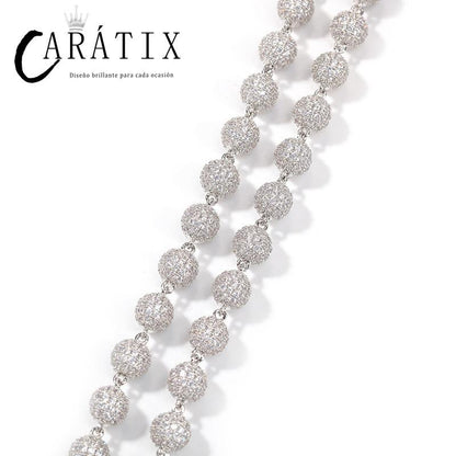 CARÁTIX Beads Link Chain | Micro Paved CZ Iced Out Hip Hop Necklace for Men & Women