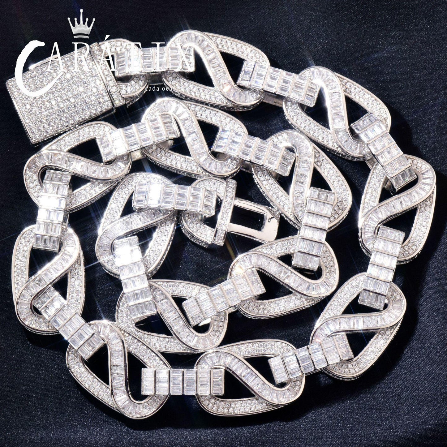 CARÁTIX 18mm / 20mm T Square Cuban Link Chain Necklace – Iced Out Hip Hop Jewelry for Men | Trendy Rapper Bracelet Style