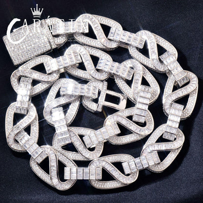 CARÁTIX 18mm / 20mm T Square Cuban Link Chain Necklace – Iced Out Hip Hop Jewelry for Men | Trendy Rapper Bracelet Style