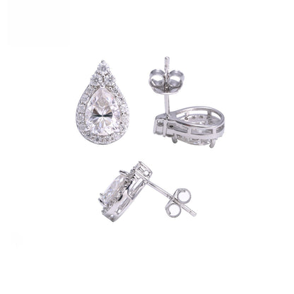 S925 Silver Pear Shaped Moissanite Stud Earrings | Teardrop D VVS1 Solitaire | Caratix