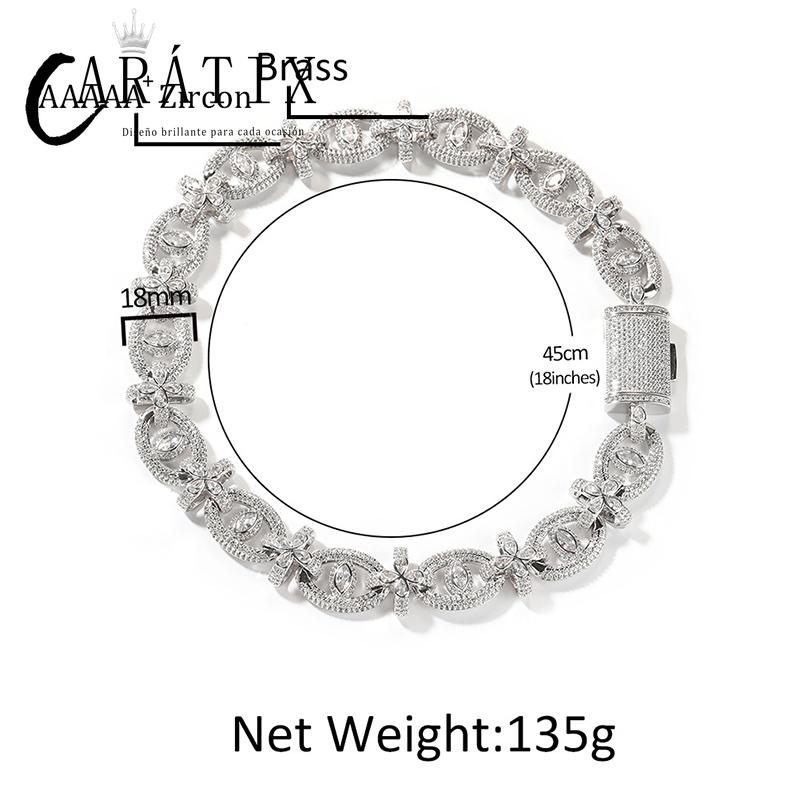 CARÁTIX 7"-22" Fatima Eye Cross Link Chain Bracelet – 5A+ CZ Iced Out Hip Hop Bling Jewelry for Men | 18mm Rapper Gift