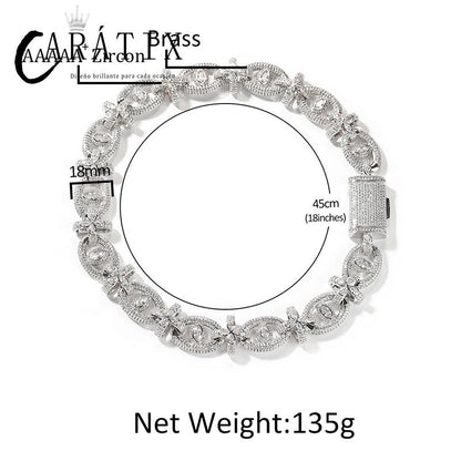 CARÁTIX 7"-22" Fatima Eye Cross Link Chain Bracelet – 5A+ CZ Iced Out Hip Hop Bling Jewelry for Men | 18mm Rapper Gift