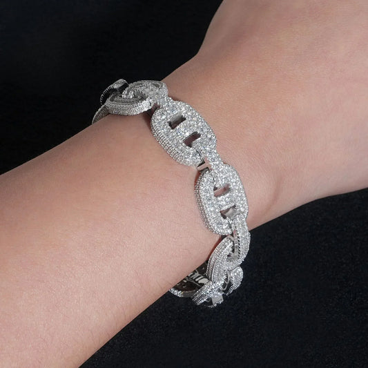 15mm Moissanite Figure-Eight Cuban Link | S925 Silver Men’s Hip Hop Jewelry - CaratixJewelry