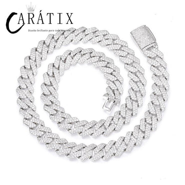 CARÁTIX - 7"-28" Hip Hop 5A+ CZ Stone Paved Bling Iced Out Rhombus Cuban Miami Link Chain Necklace for Men Rapper Jewelry  Valentine's Day Gift for Men & Girls & Boys Mothers' Day Gift #Springtok
