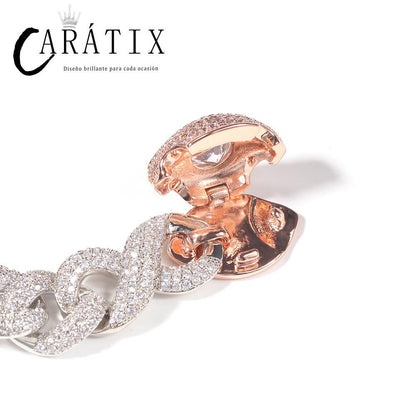 CARÁTIX Star Eyes Infinity Cuban Link Chain Necklace – 5A+ CZ Iced Out Hip Hop Bling Jewelry for Men | Claw Setting Rapper Gift