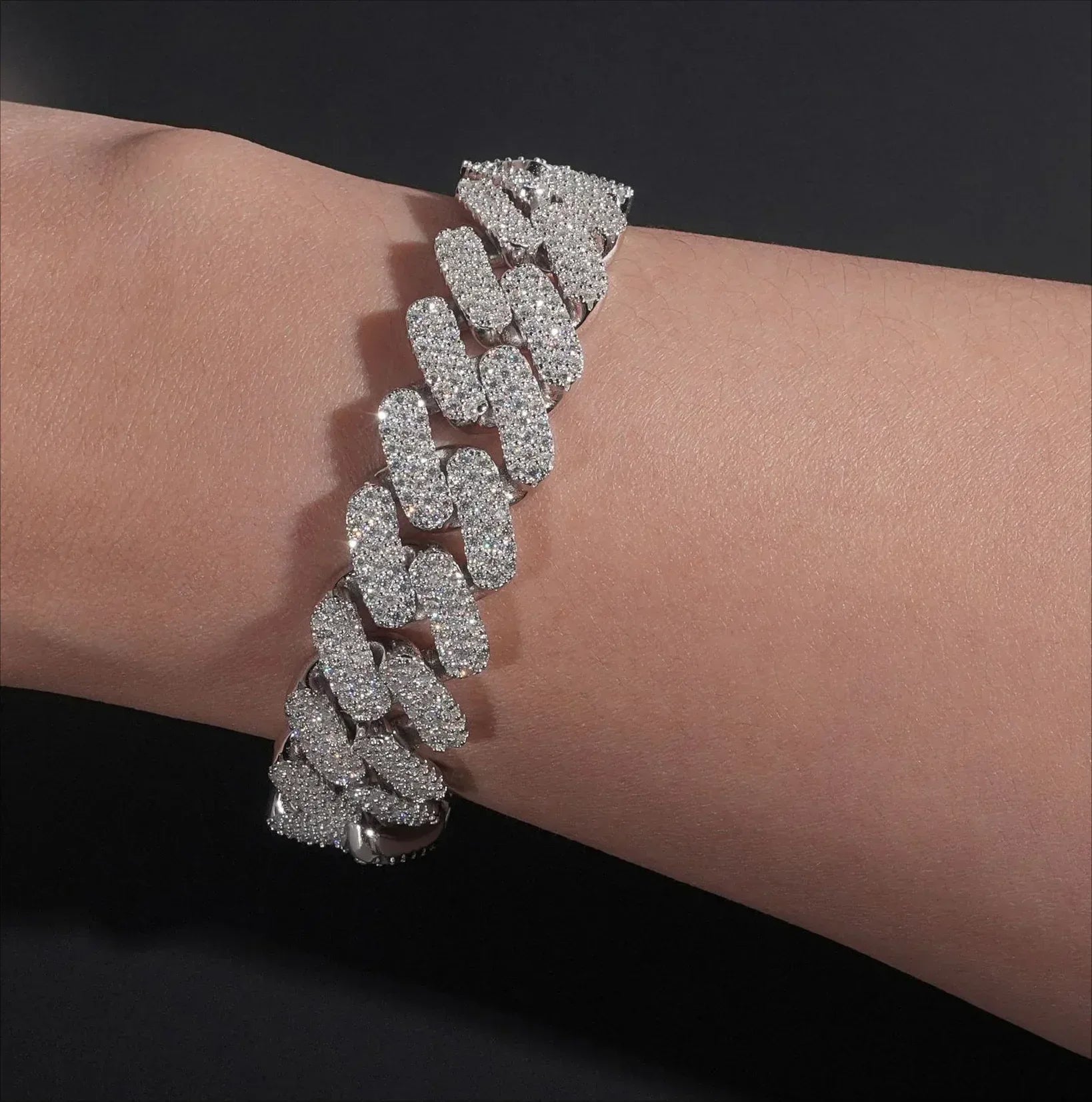 S925 Silver Moissanite Cuban Link Bracelet | Hip Hop Jewelry - CaratixJewelry