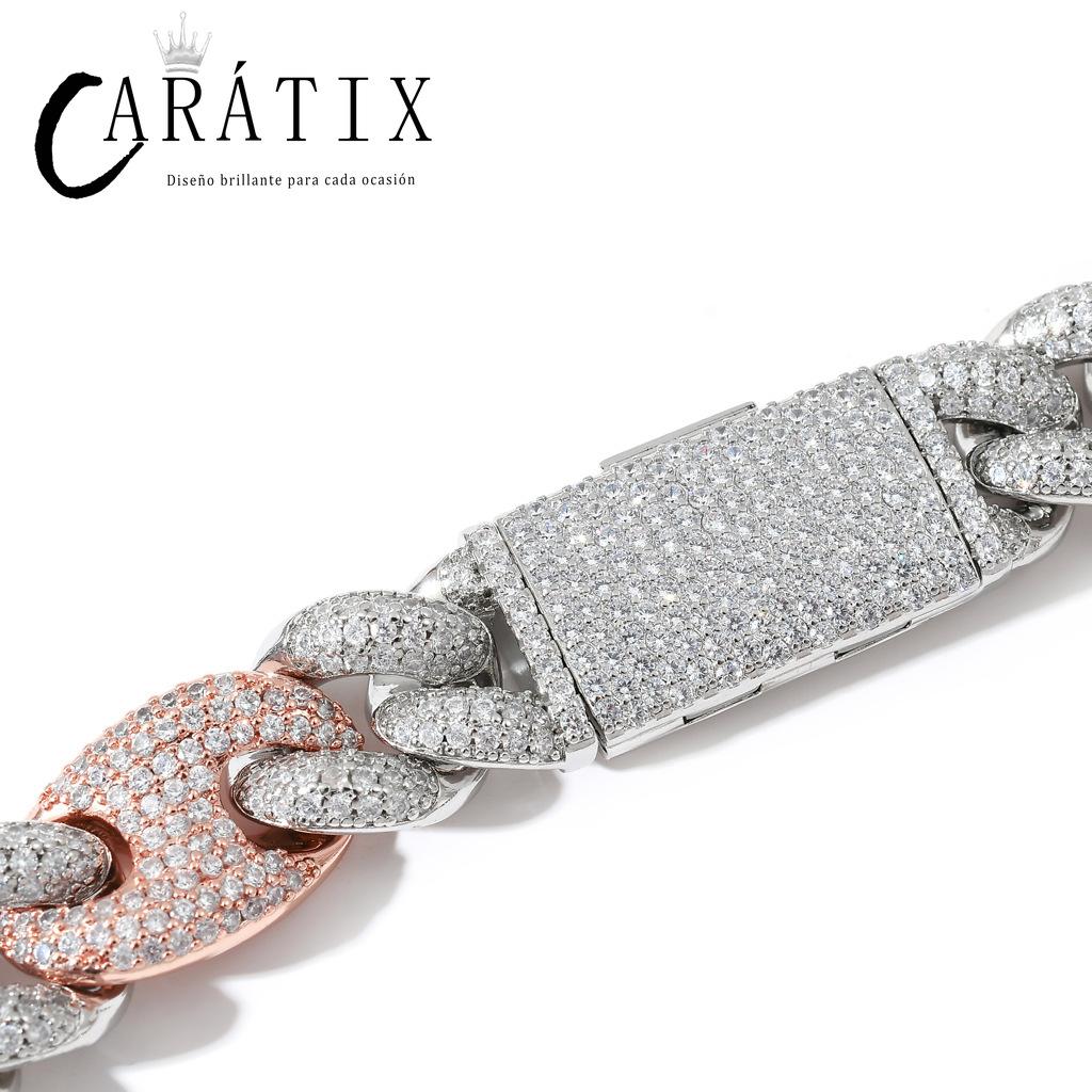 CARÁTIX 20mm Coffee Bean Cuban Link Chain Necklace – 5A+ CZ Iced Out Heavy Hip Hop Bling Jewelry for Men | Solid Rapper Gift