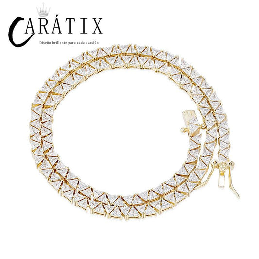 CARÁTIX - Hip Hop Claw Set Triangle CZ Stone Bling Iced Out Tennis Link Chain Chokers Necklaces for Men Women Unisex Rapper Jewelry Gift Valentine's Day Gift for Men & Girls & Boys Mothers' Day Gift #Springtok