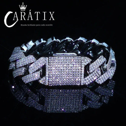 CARÁTIX 20mm Two-Tone Miami Cuban Link Chain Necklace – 5A CZ Iced Out Hip Hop Bling Jewelry for Men | Rapper Gift