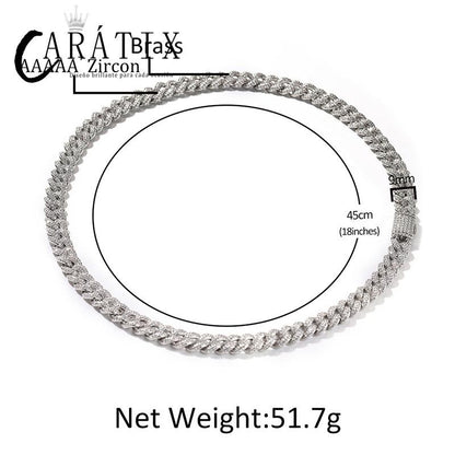 CARÁTIX 9mm Iced Out Cuban Link Chain Necklace – 5A+ CZ Solid Round Hip Hop Bling Jewelry for Men | Rapper Gift