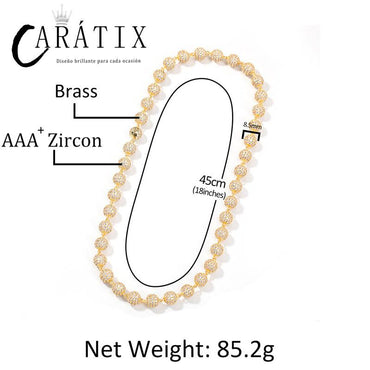 CARÁTIX Beads Link Chain | Micro Paved CZ Iced Out Hip Hop Necklace for Men & Women