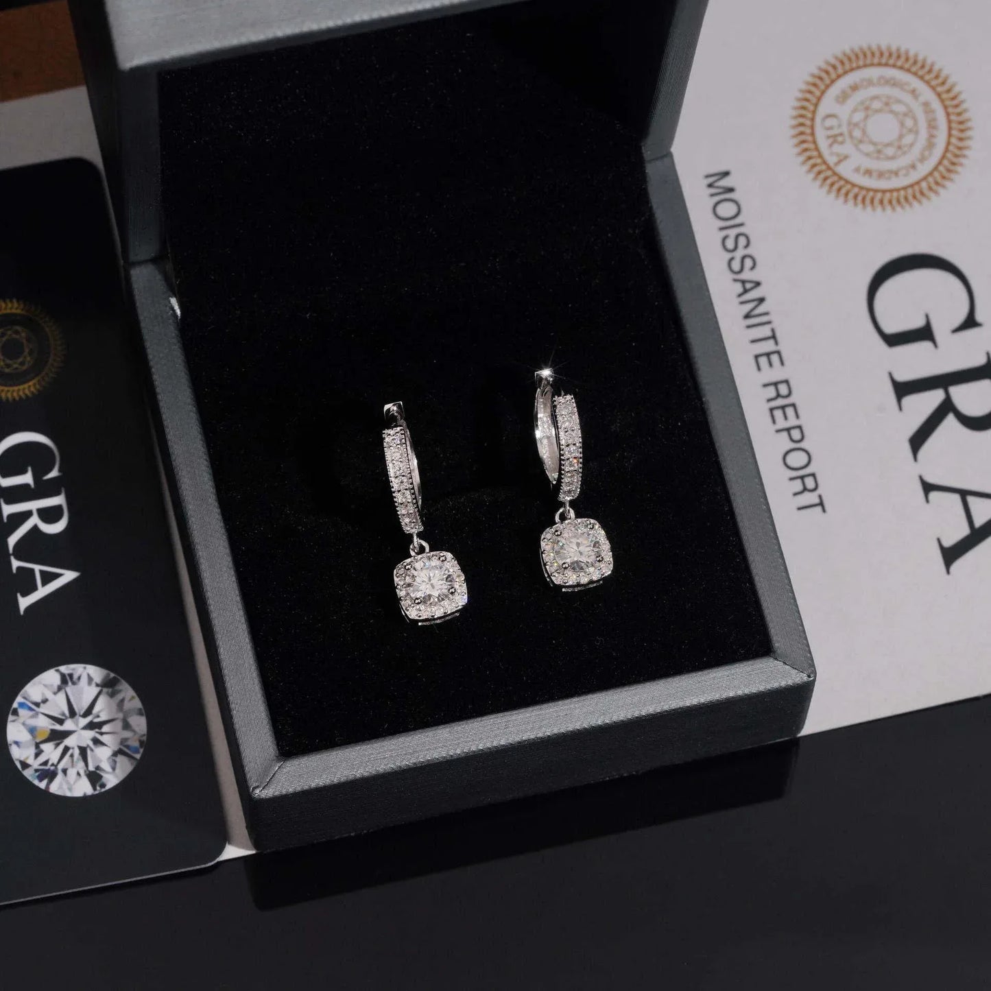 S925 Silver Moissanite Square Bag Design Hoop Earrings - CaratixJewelry