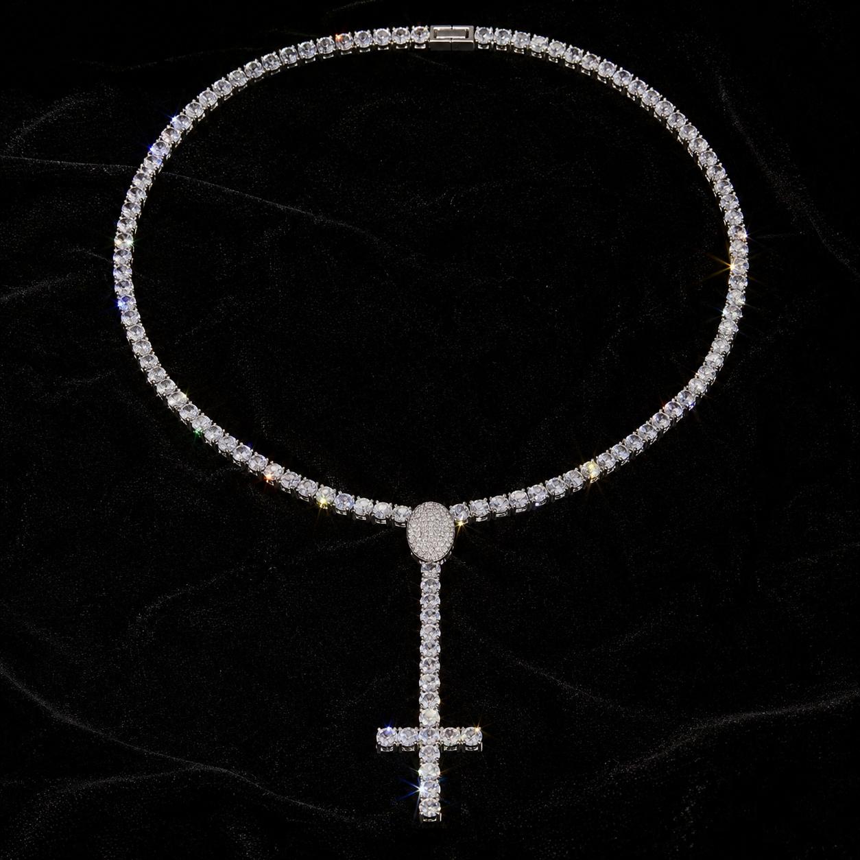 CARATIX Iced Out 5A CZ Cross Pendant Tennis Chain Necklace