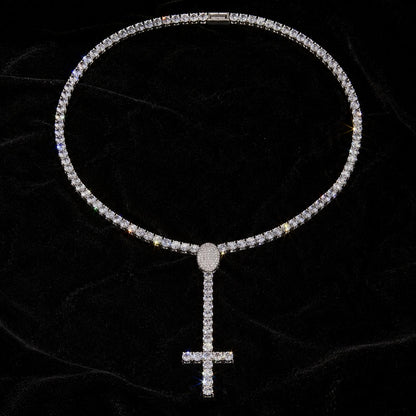 CARATIX Iced Out 5A CZ Cross Pendant Tennis Chain Necklace